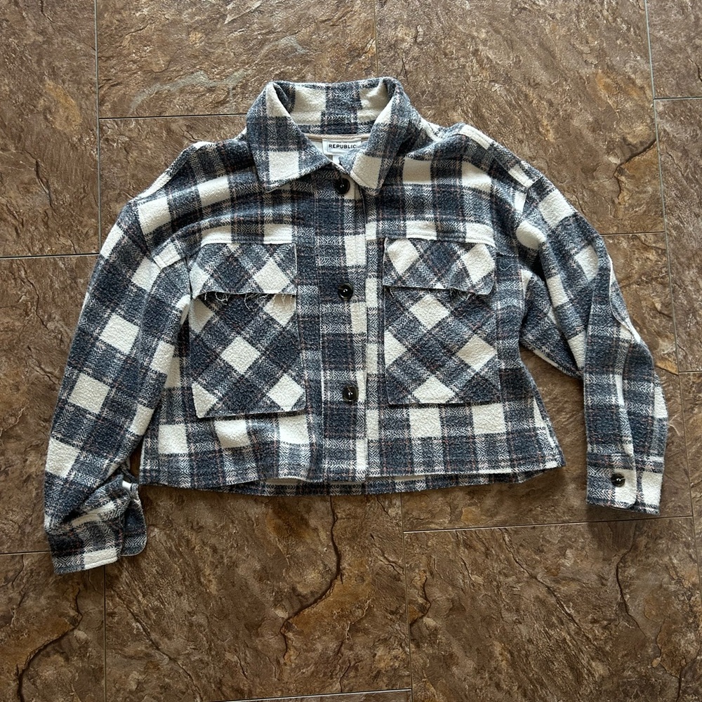 Oversized cropped Plaid Jacket
